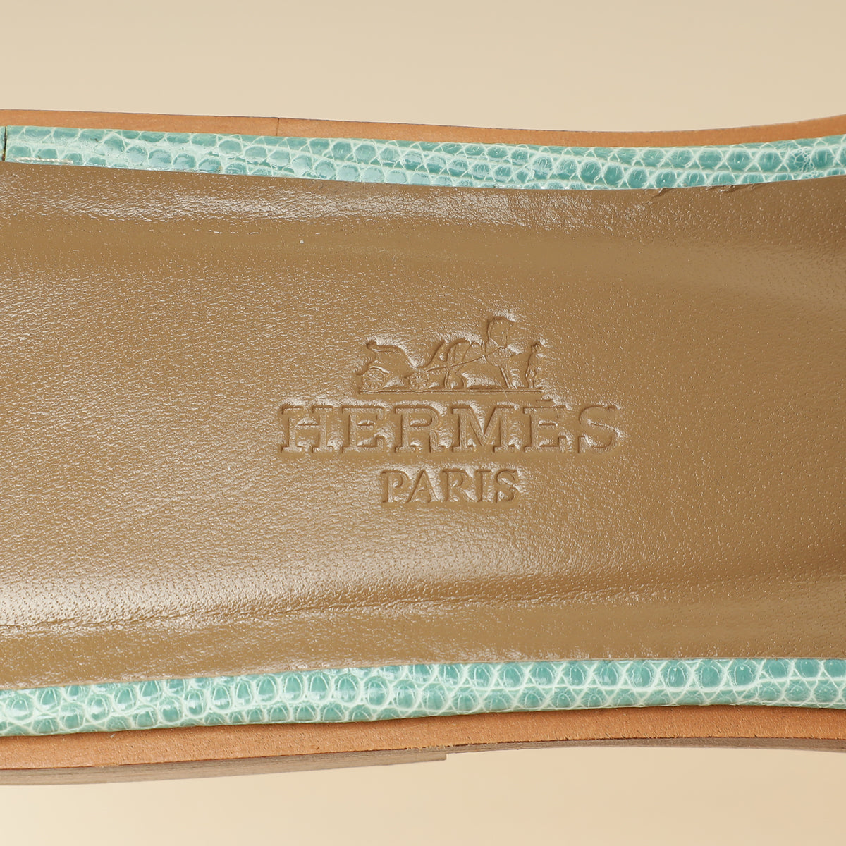 Hermes Turquoise Lizard Omaha Sandals 37