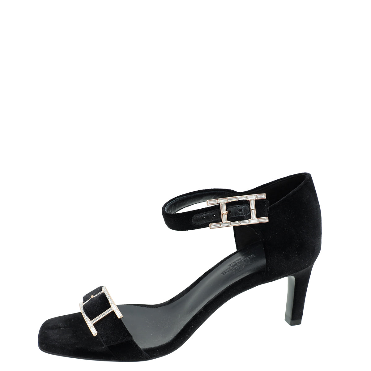 Hermes Black Velvet Judy 70 Sandal 37