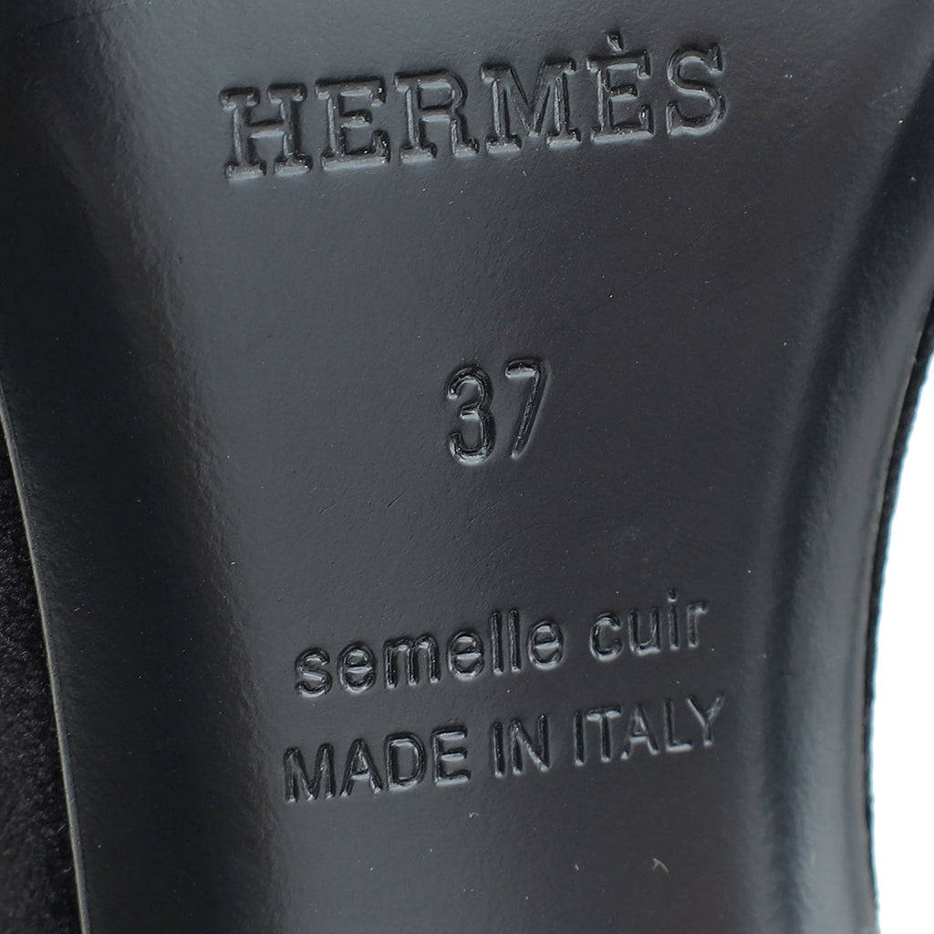 Hermes Black Velvet Judy 70 Sandal 37