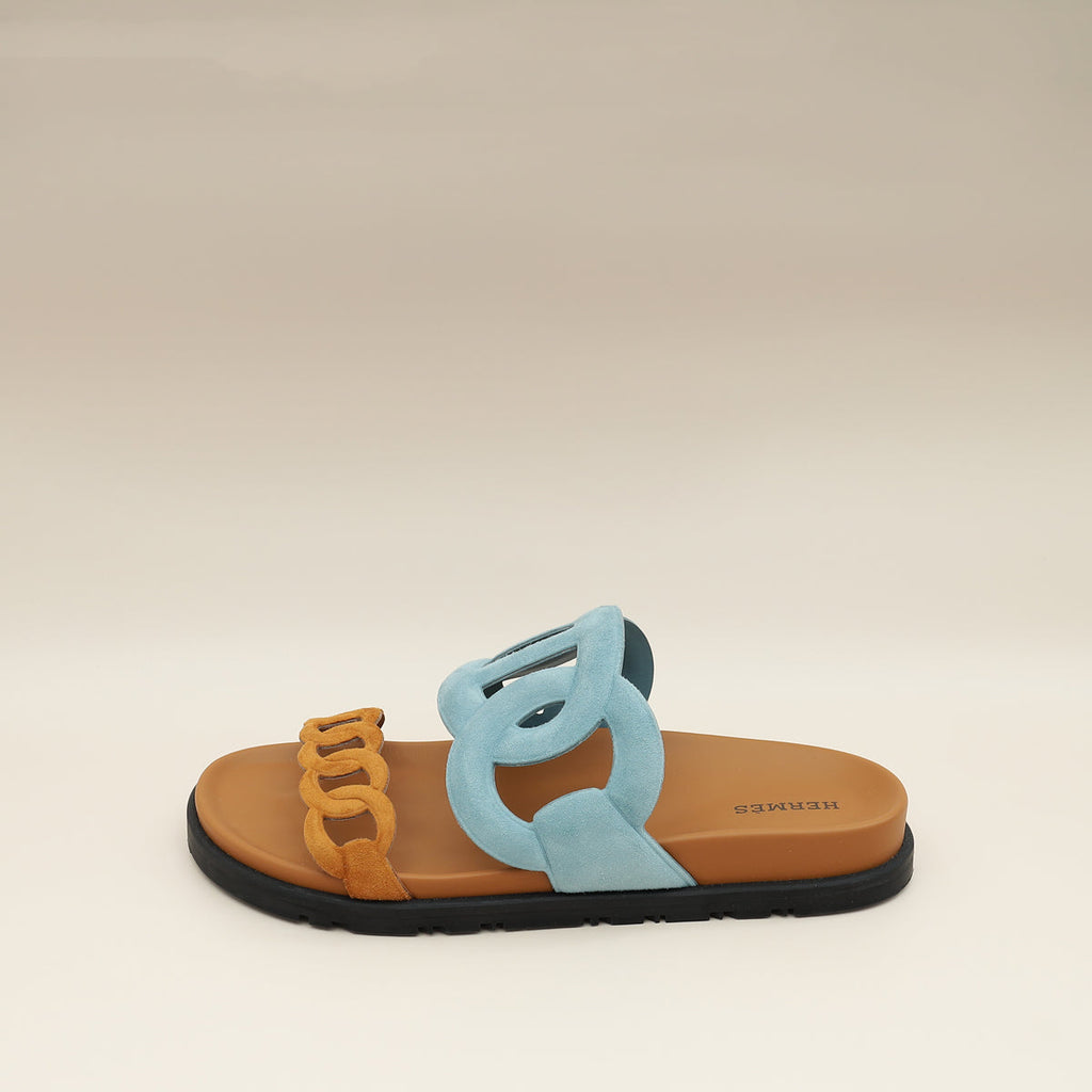 Hermes Bicolor Suede Goatskin Extra Sandal 37