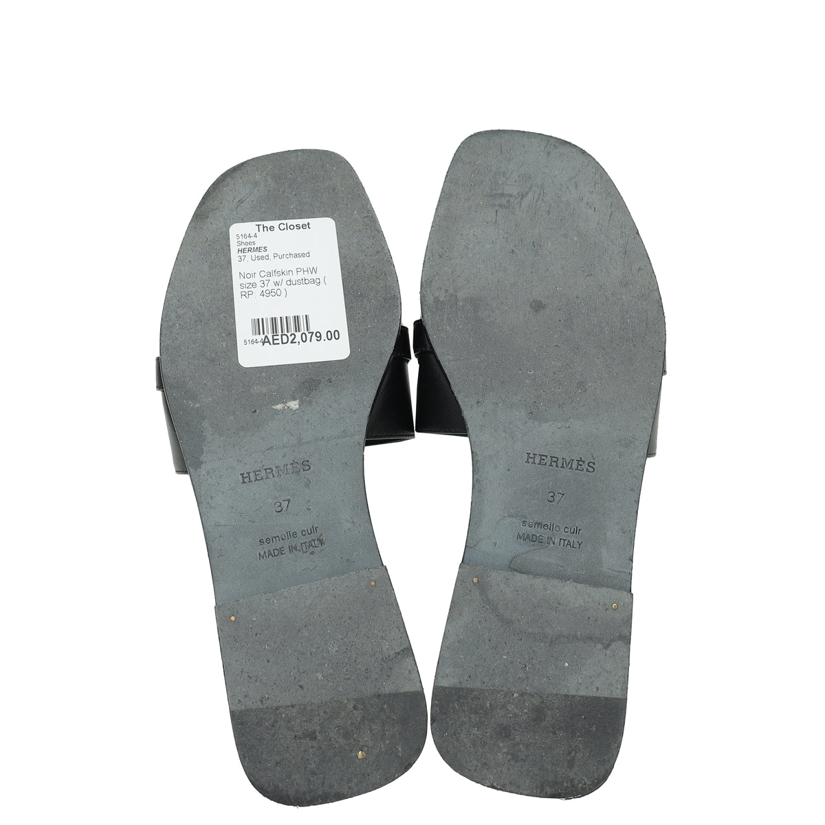 Hermes Noir Gabriel Sandal 37