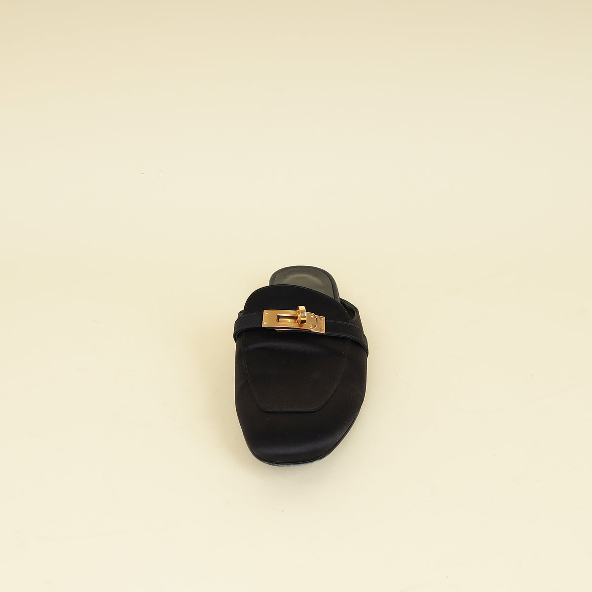 Hermes Black Satin Oz Mules 37
