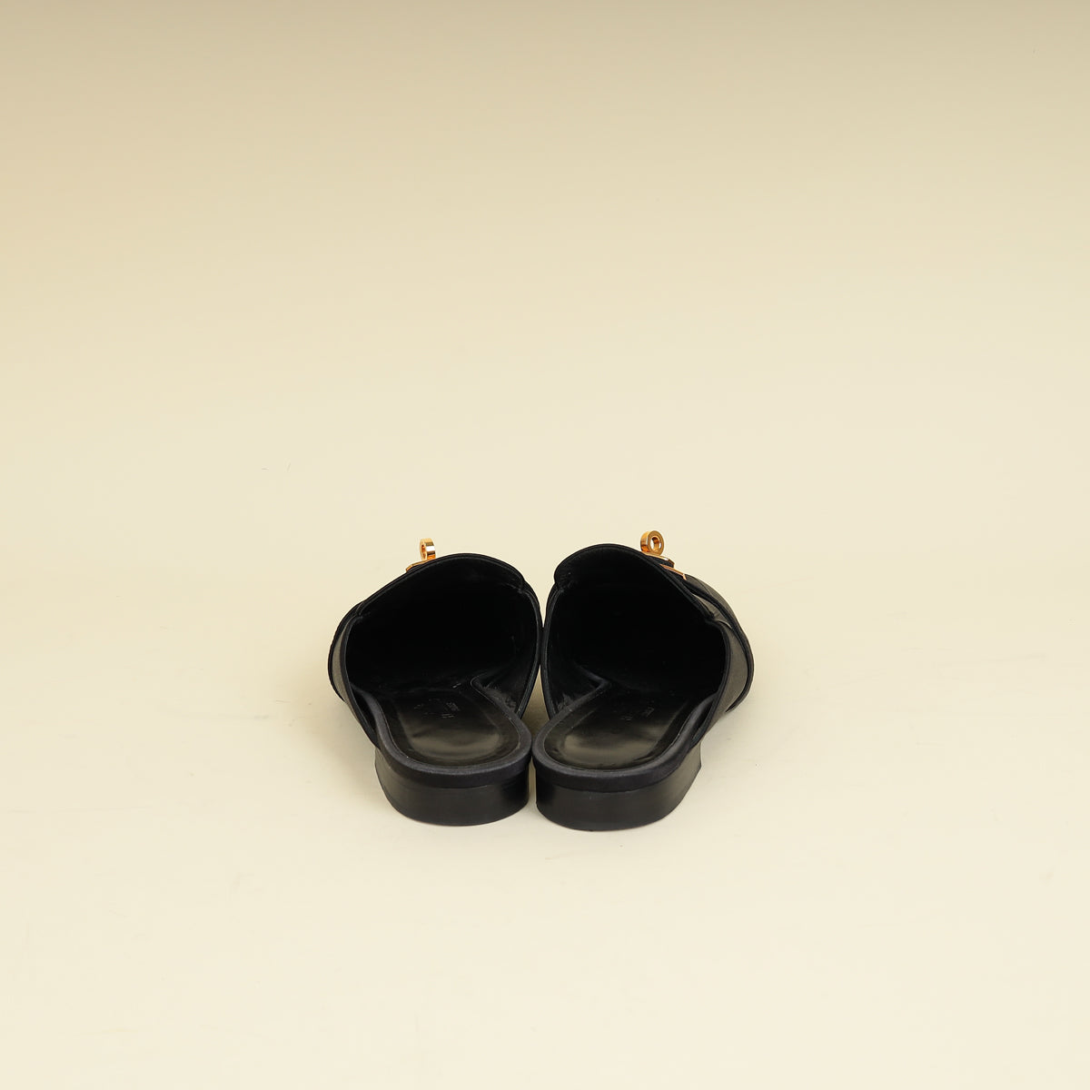 Hermes Black Satin Oz Mules 37