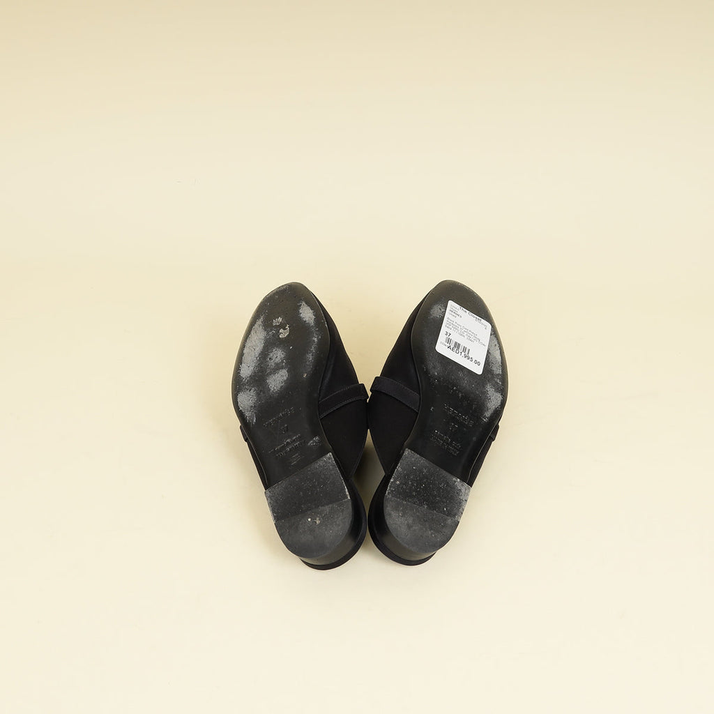 Hermes Black Satin Oz Mules 37