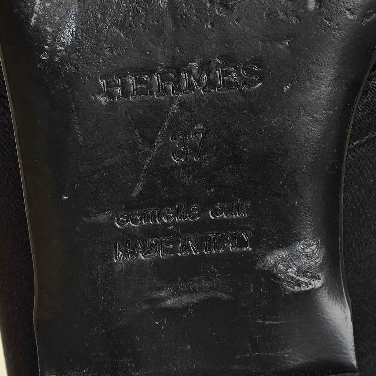 Hermes Black Satin Oz Mules 37