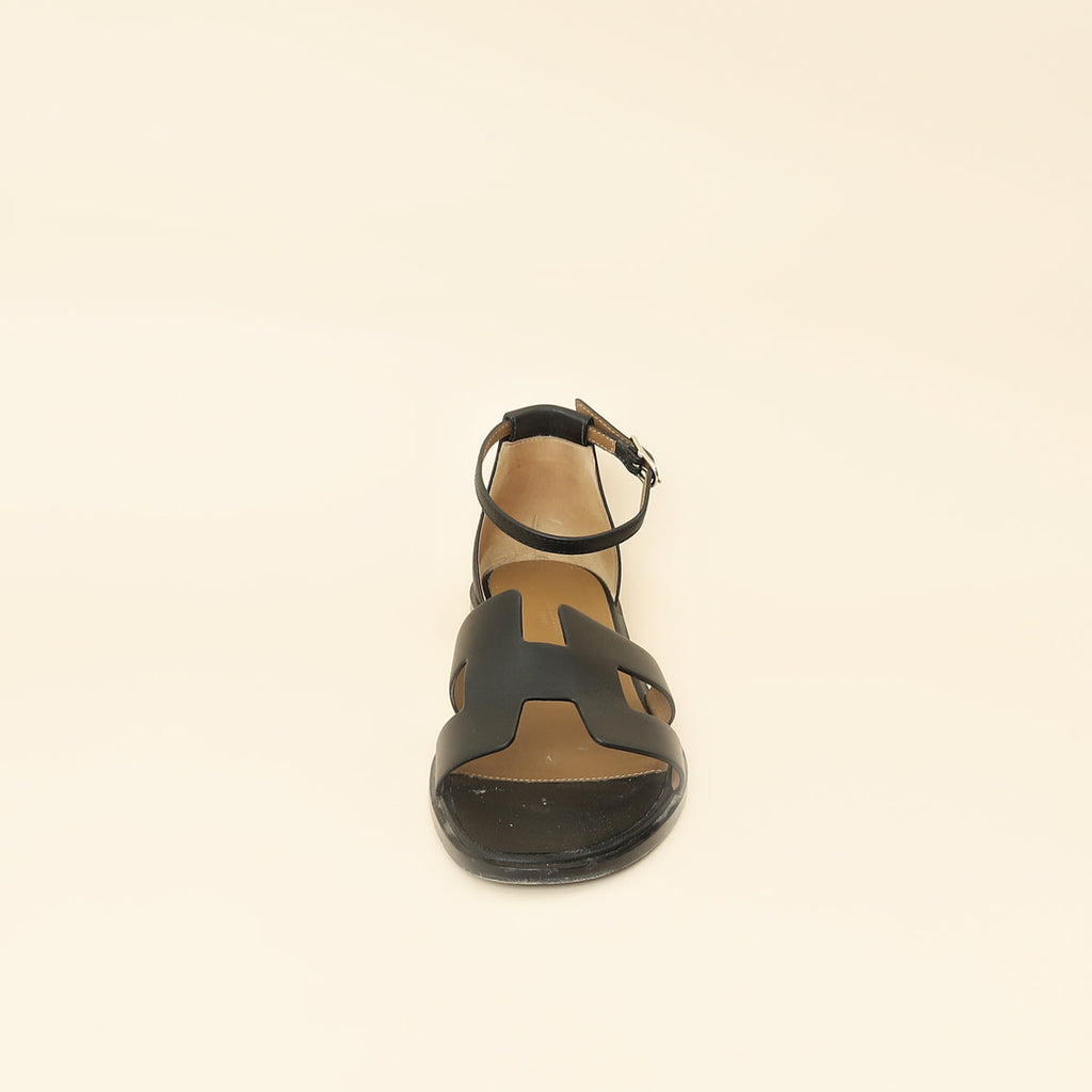 Hermes Noir Santorini Sandal 37