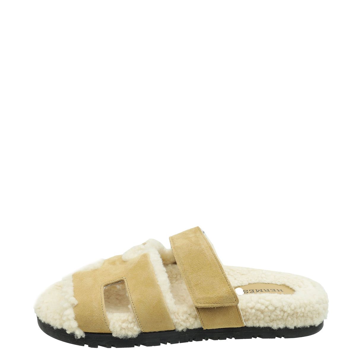 Hermes Beige Shearling Chypre Sandals 37