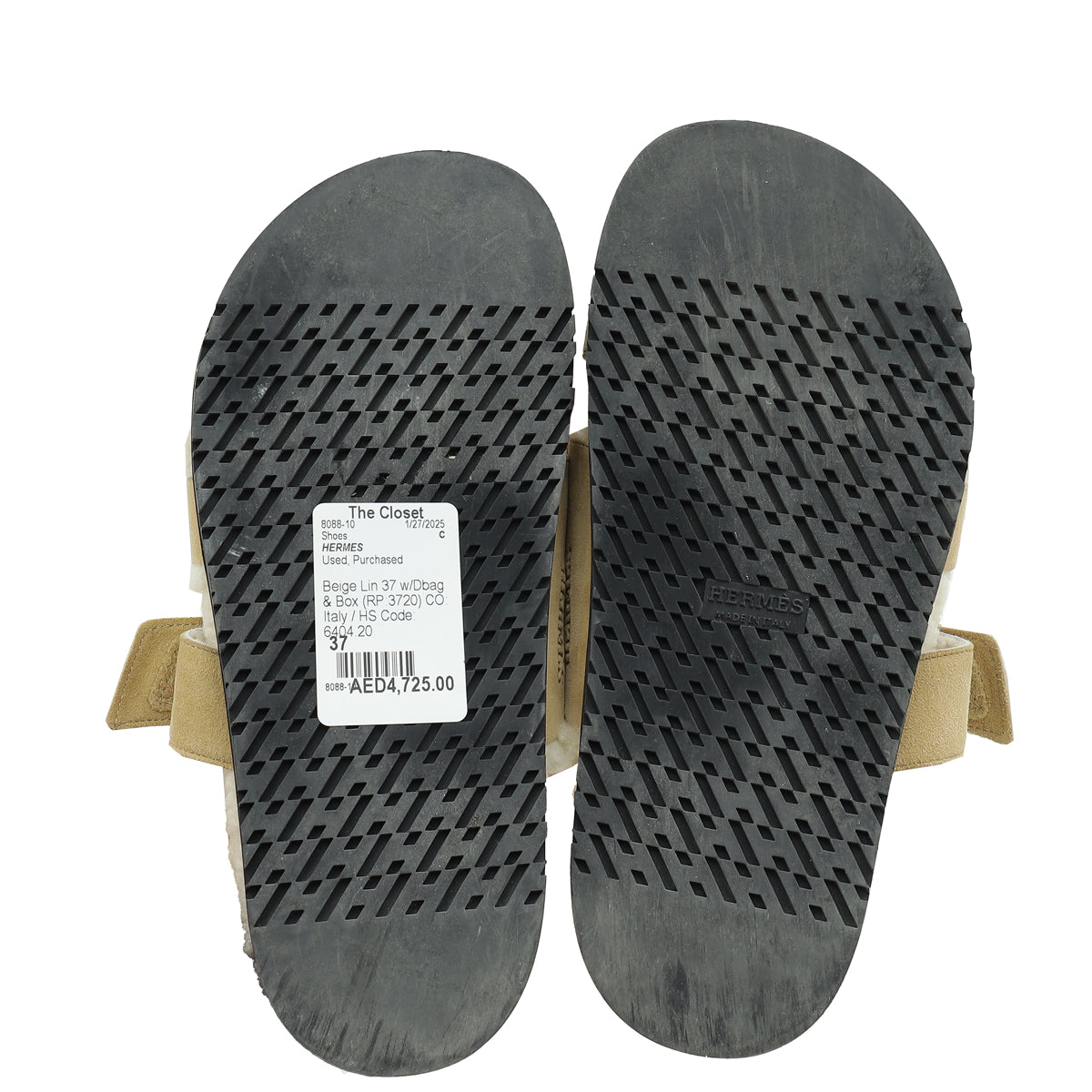 Hermes Beige Shearling Chypre Sandals 37