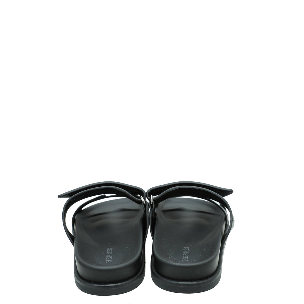 Hermes Noir Chypre Sandal 37