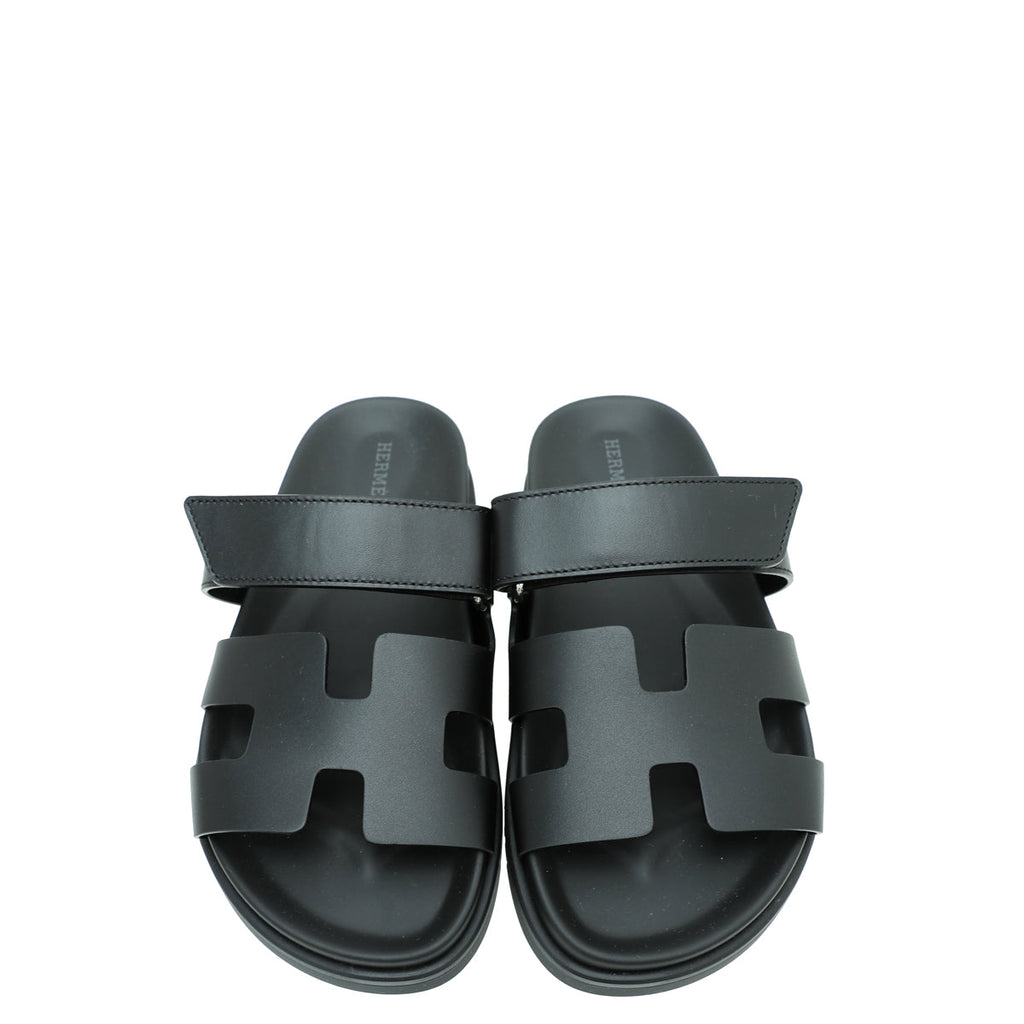 Hermes Noir Chypre Sandal 37