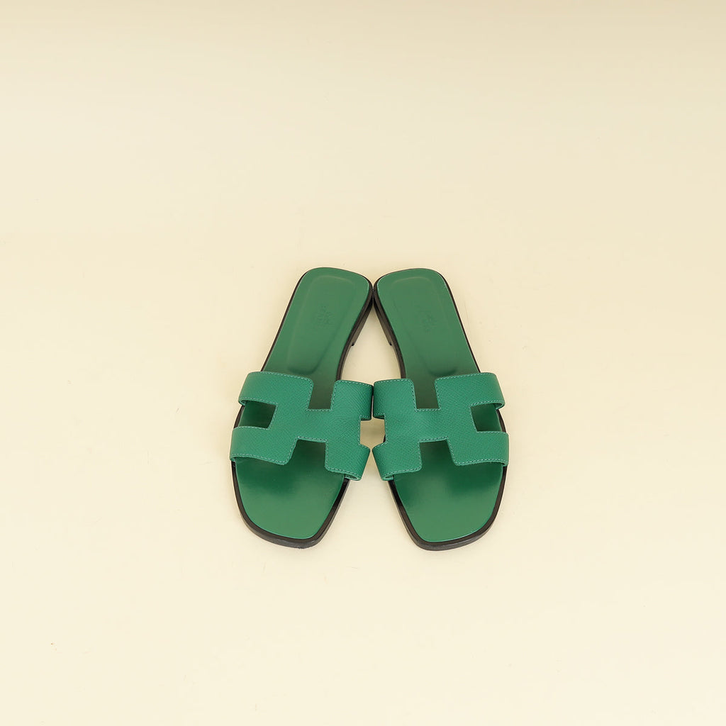Hermes Vert Oyat Oran Sandal 38.5