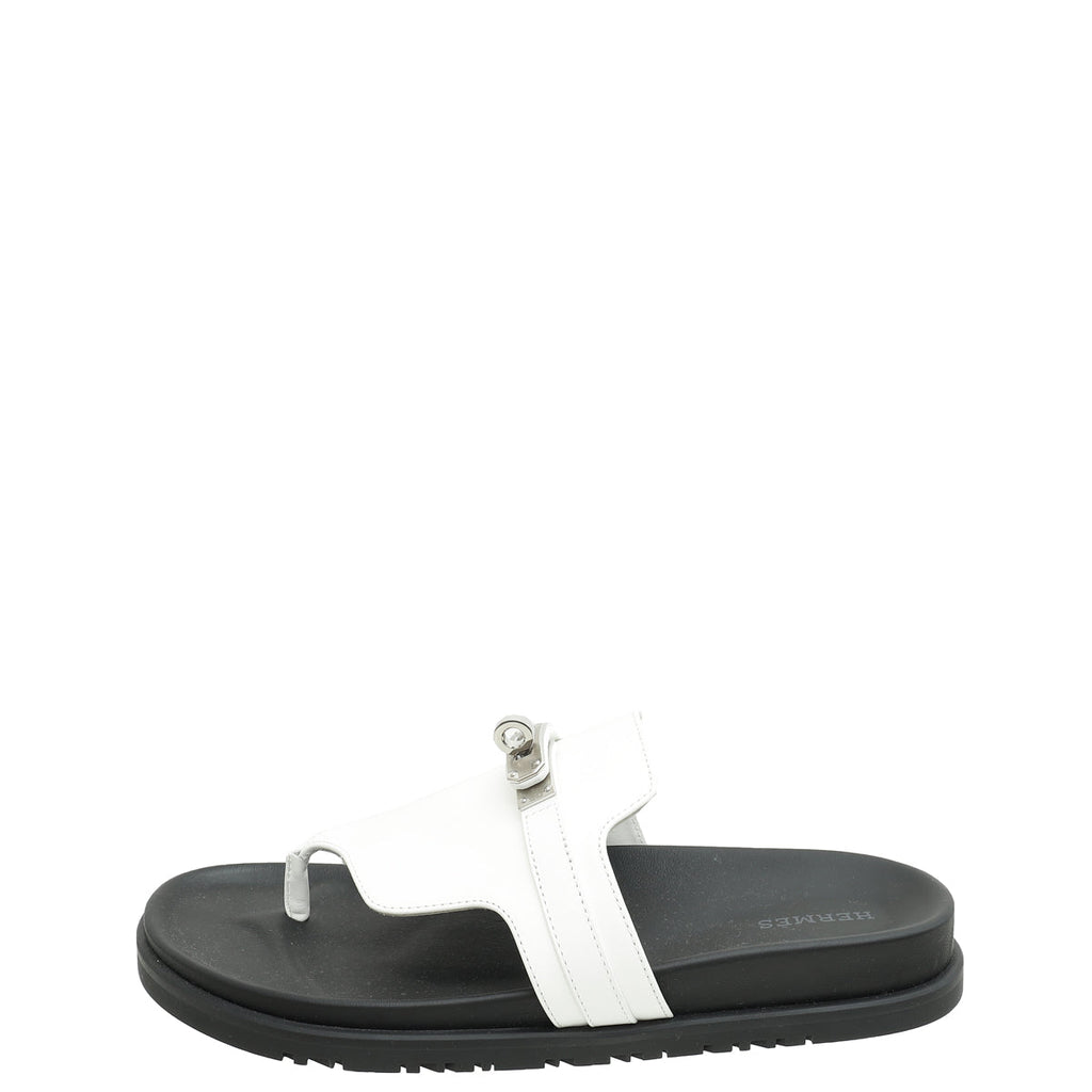 Hermes White Empire Sandals 38.5