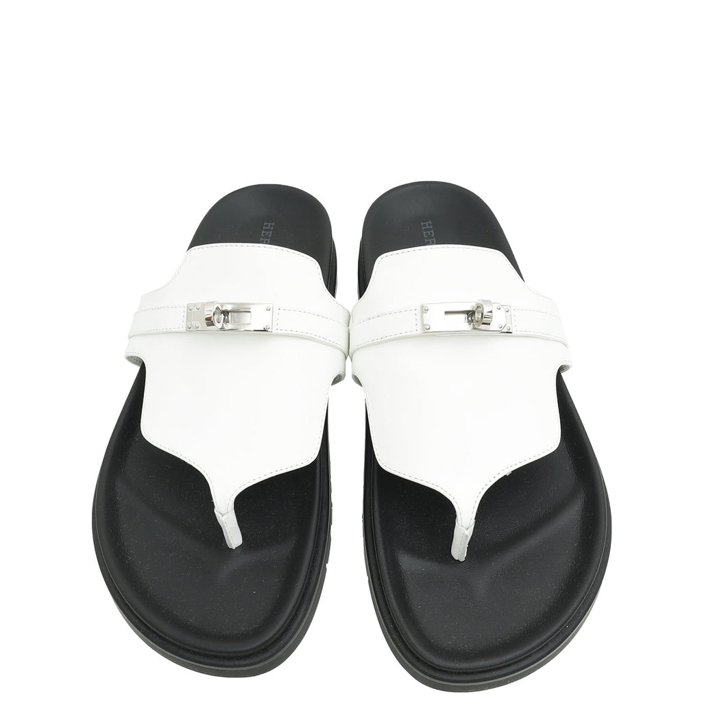 Hermes White Empire Sandals 38.5