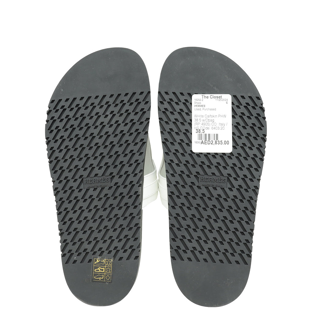 Hermes White Empire Sandals 38.5