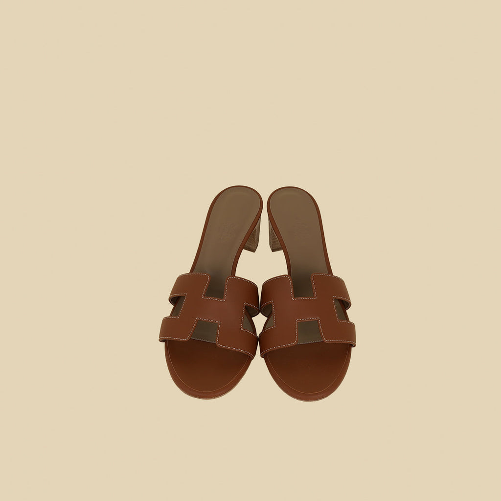 Hermes Gold Oasis Sandals 38.5