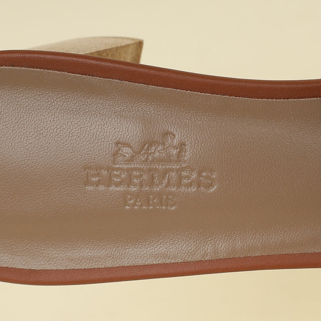 Hermes Gold Oasis Sandals 38.5