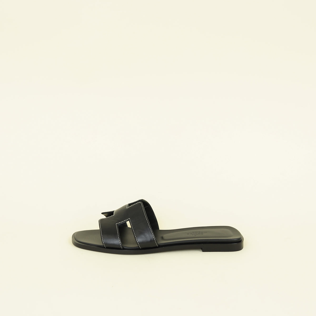 Hermes Noir Oran Sandals 38.5