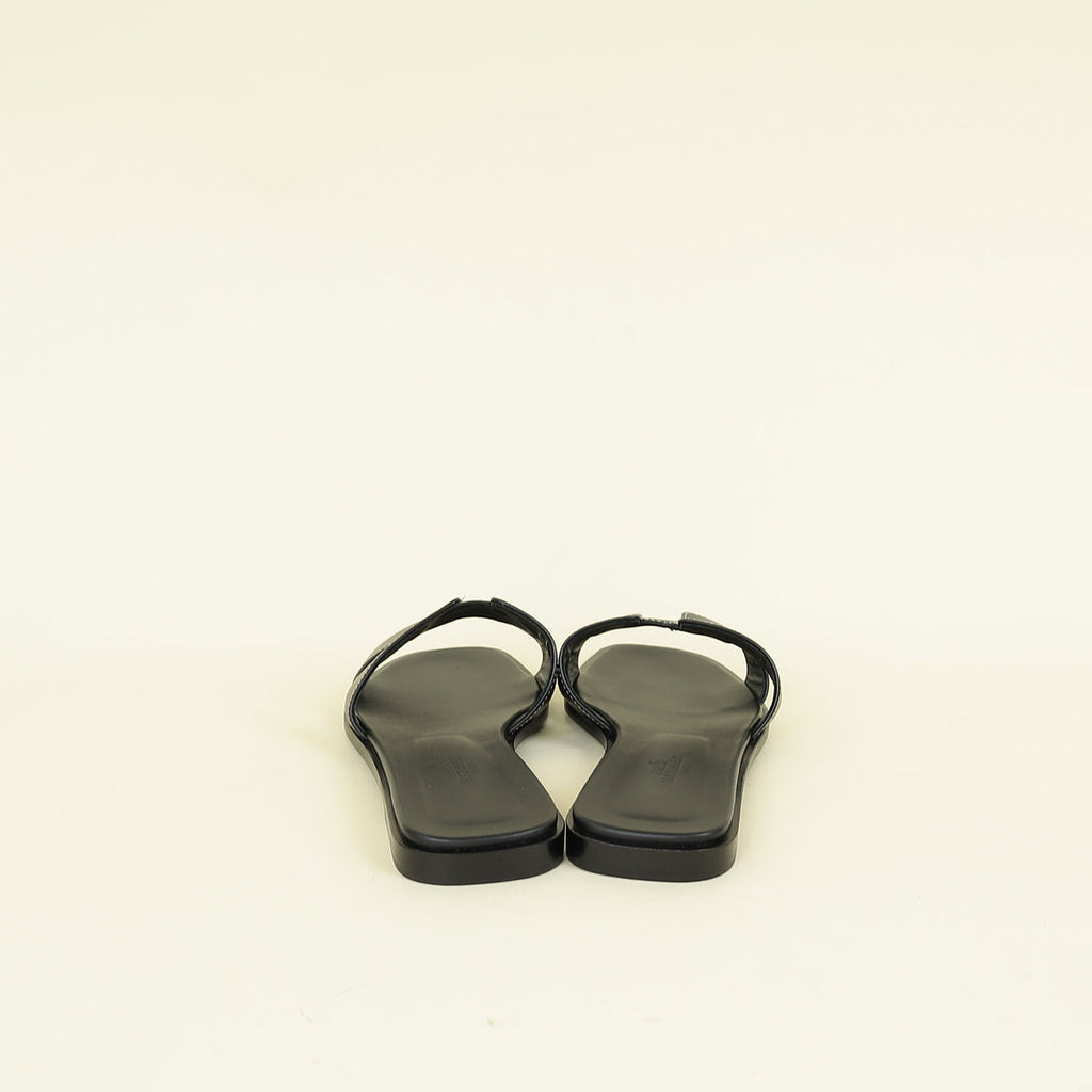 Hermes Noir Oran Sandals 38.5
