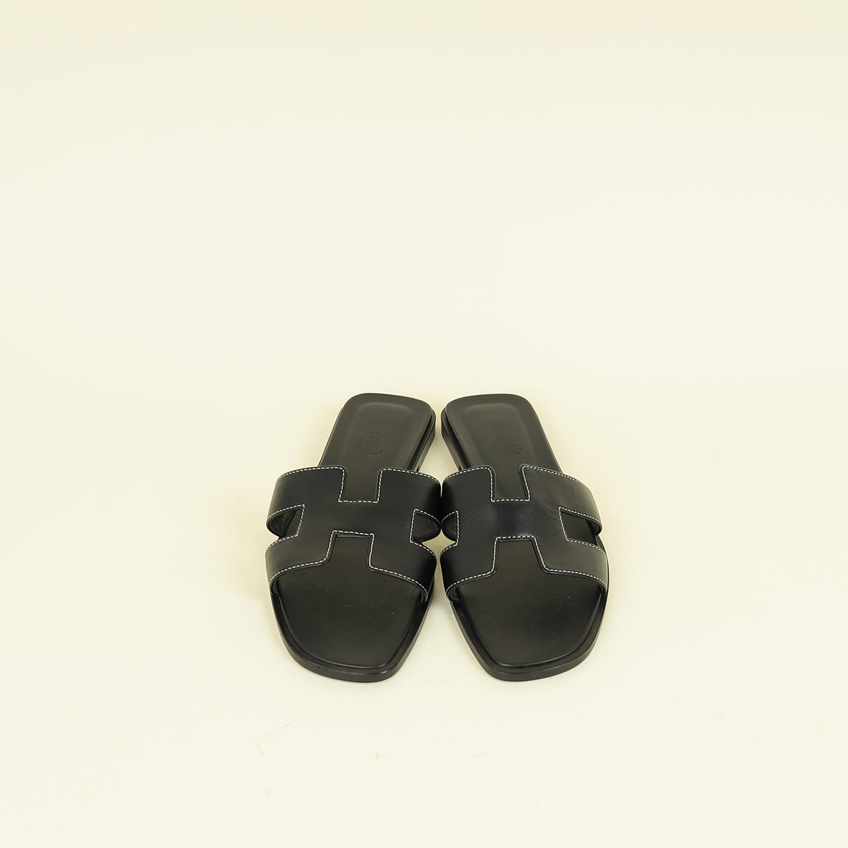Hermes Noir Oran Sandals 38.5
