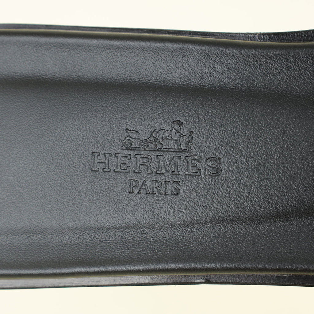 Hermes Noir Oran Sandals 38.5