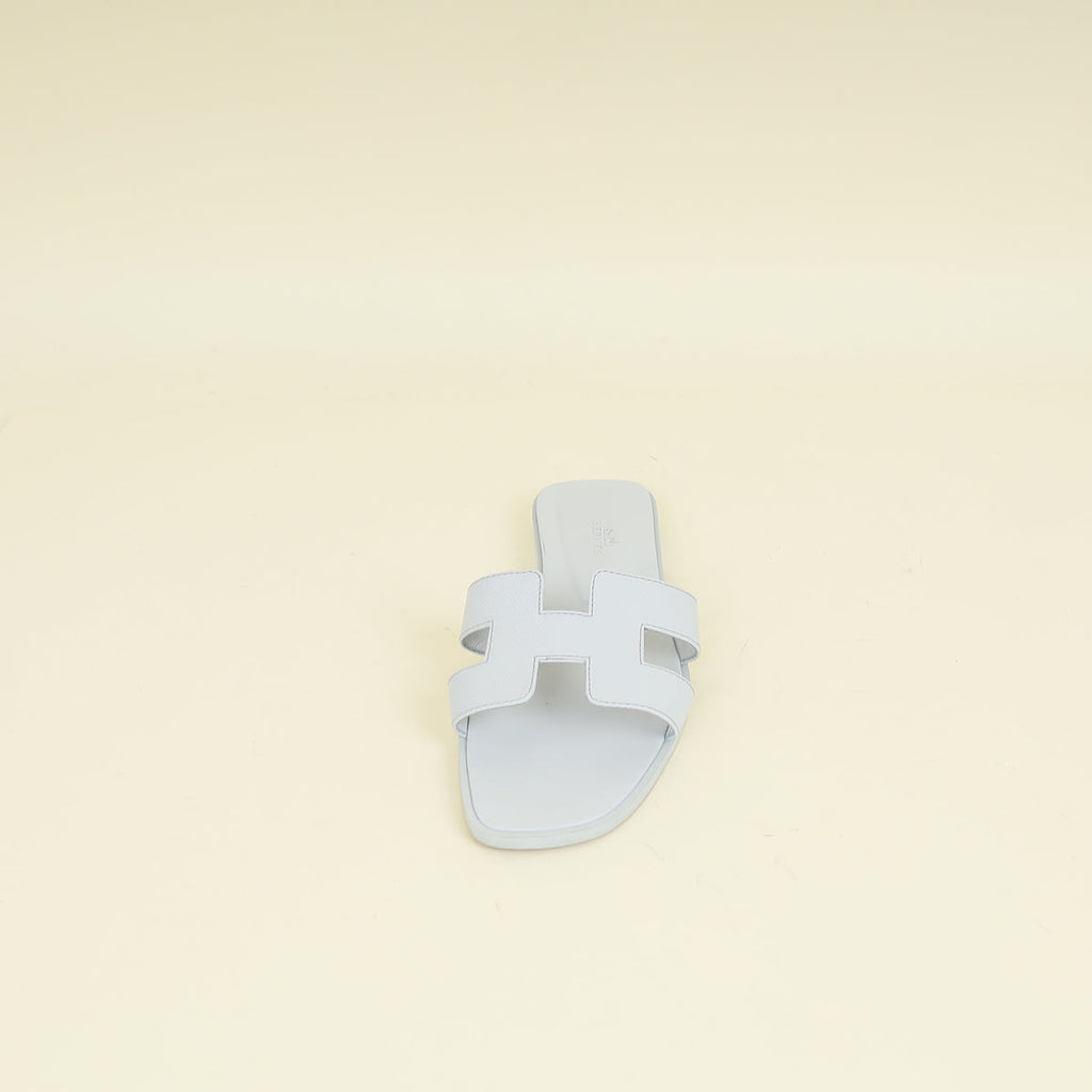 Hermes Bleu Glacier Oran Sandals 38.5