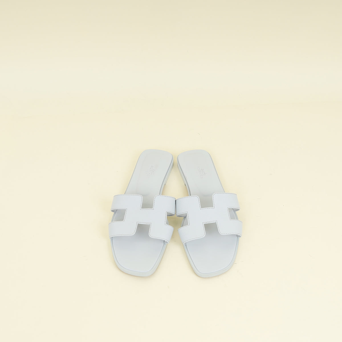 Hermes Bleu Glacier Oran Sandals 38.5