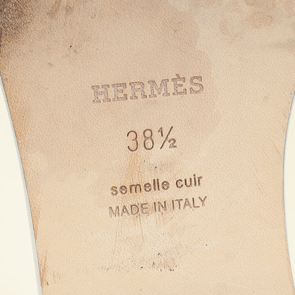 Hermes Bleu Glacier Oran Sandals 38.5