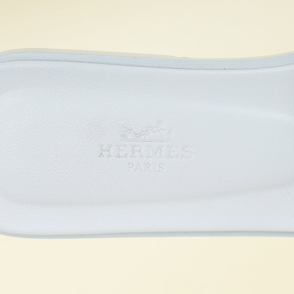 Hermes Bleu Glacier Oran Sandals 38.5
