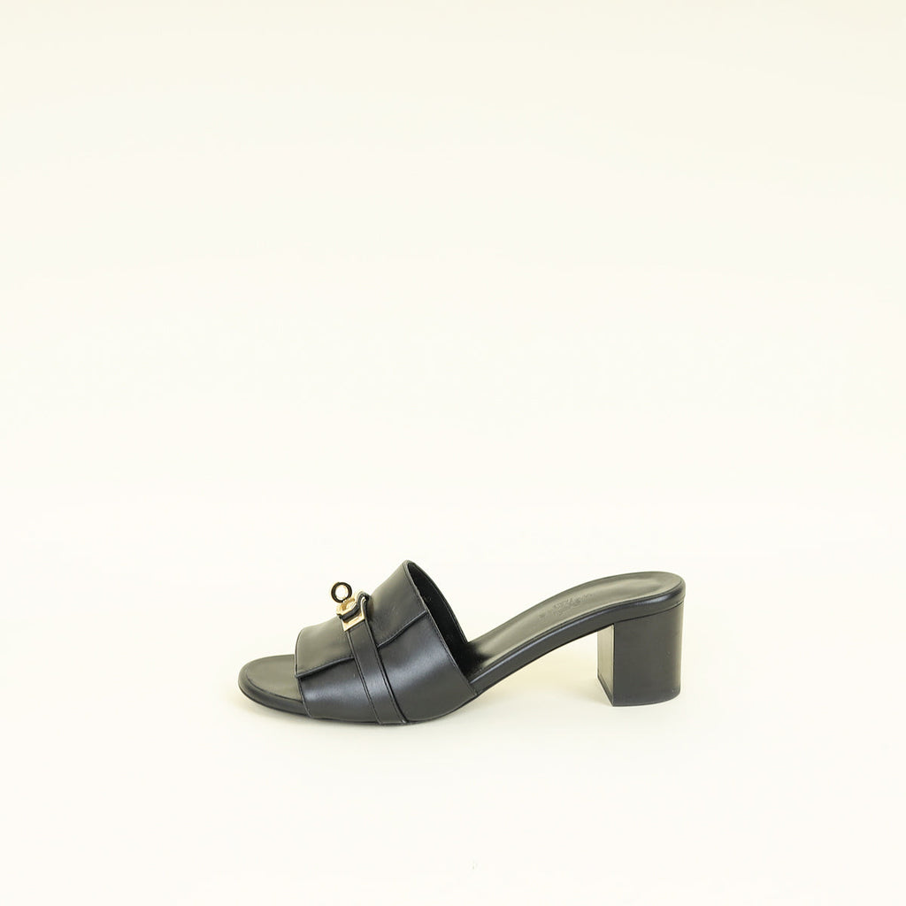 Hermes Noir Gigi 50 Sandal 38.5