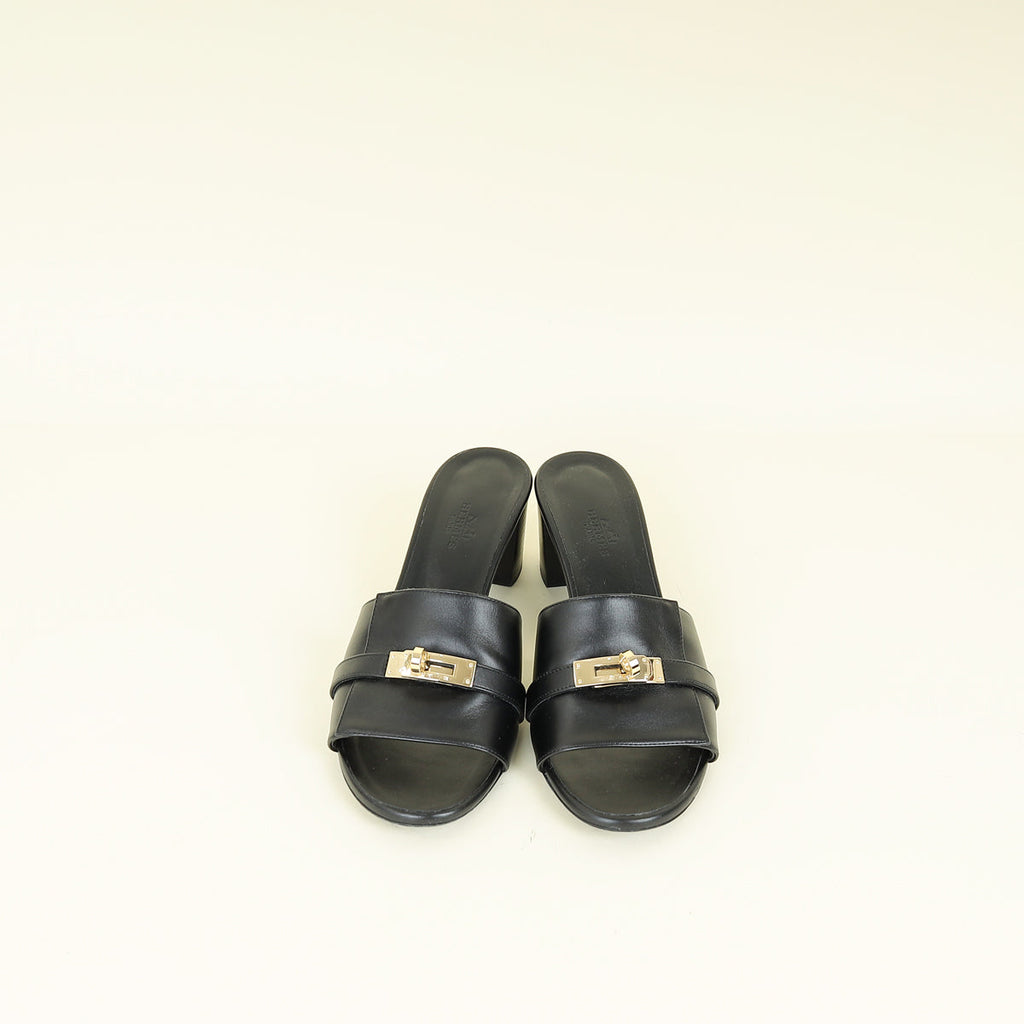 Hermes Noir Gigi 50 Sandal 38.5