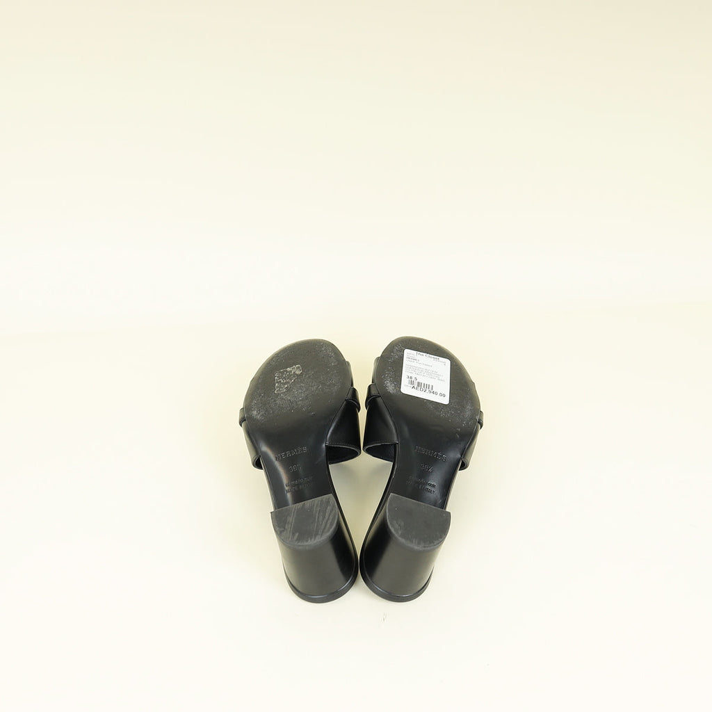 Hermes Noir Gigi 50 Sandal 38.5