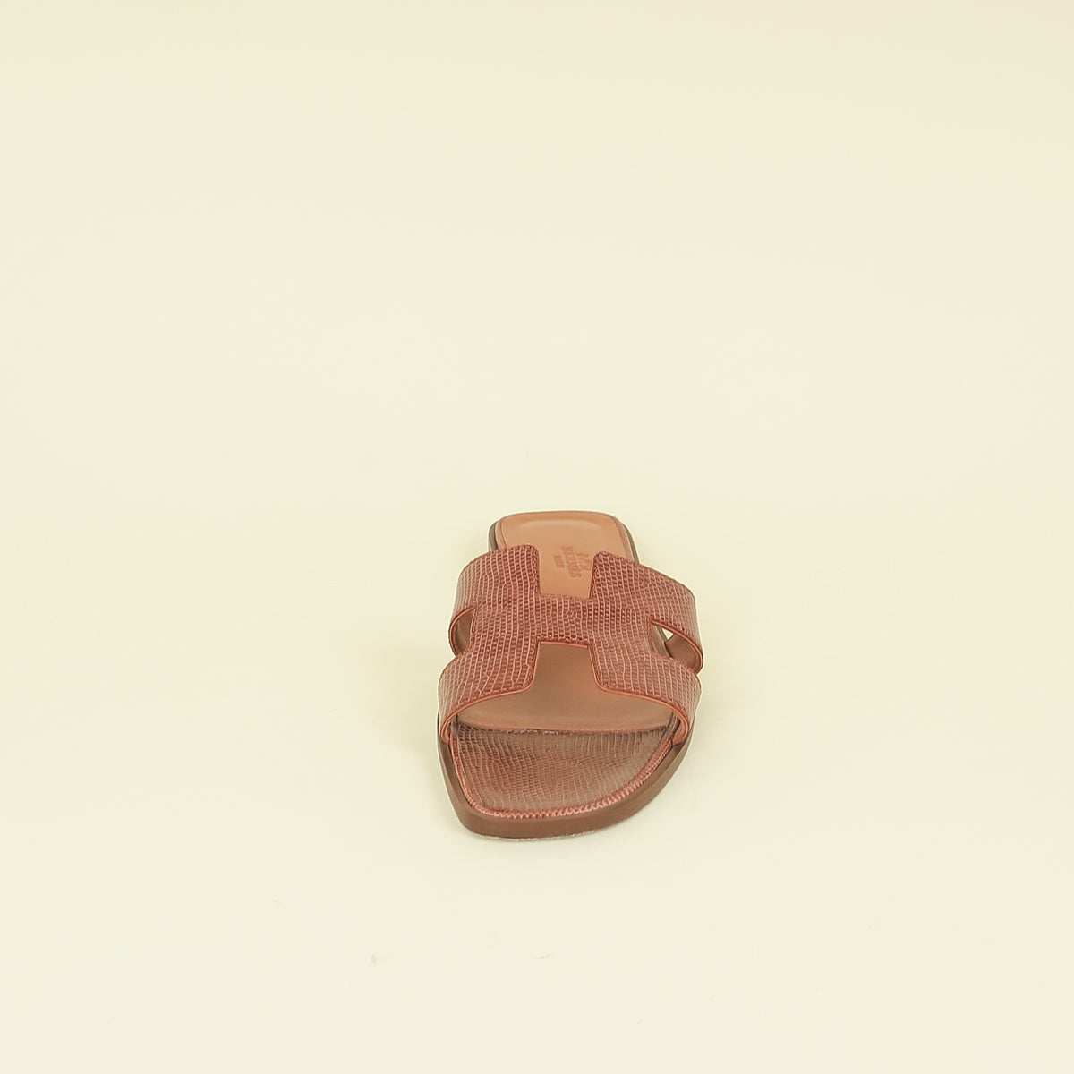 Hermes Marron Alezan Oran Lizard Sandal 38.5