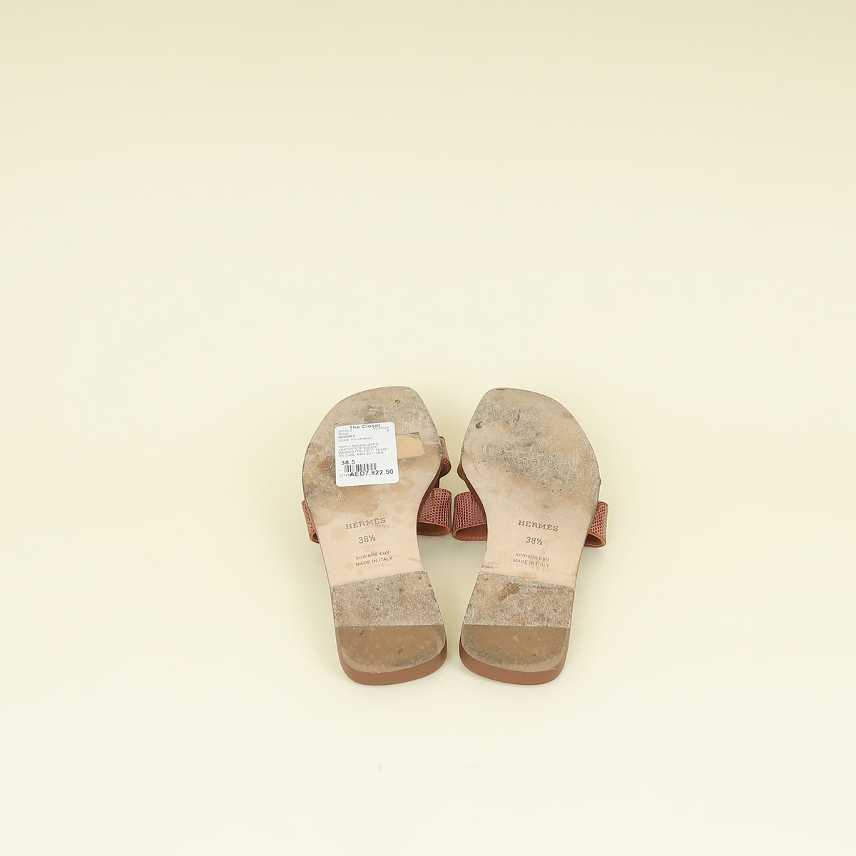 Hermes Marron Alezan Oran Lizard Sandal 38.5