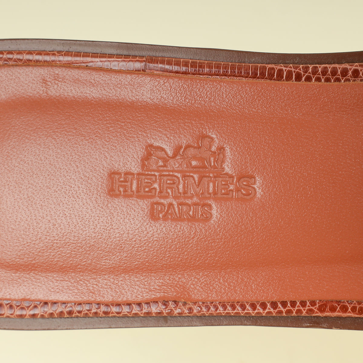Hermes Marron Alezan Oran Lizard Sandal 38.5