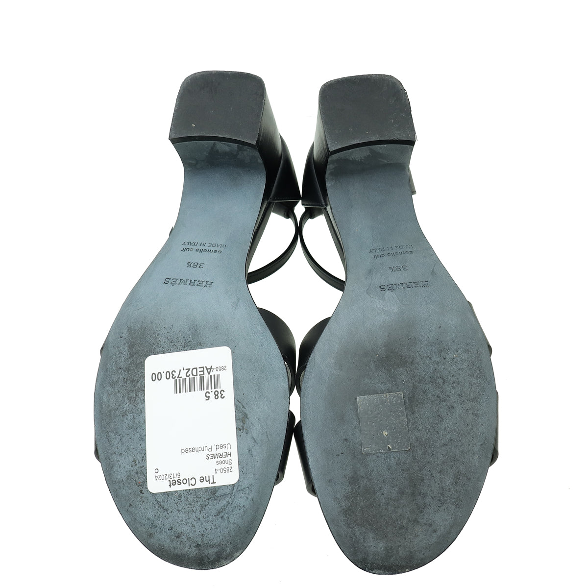Hermes Noir Encens 50 Sandal 38.5