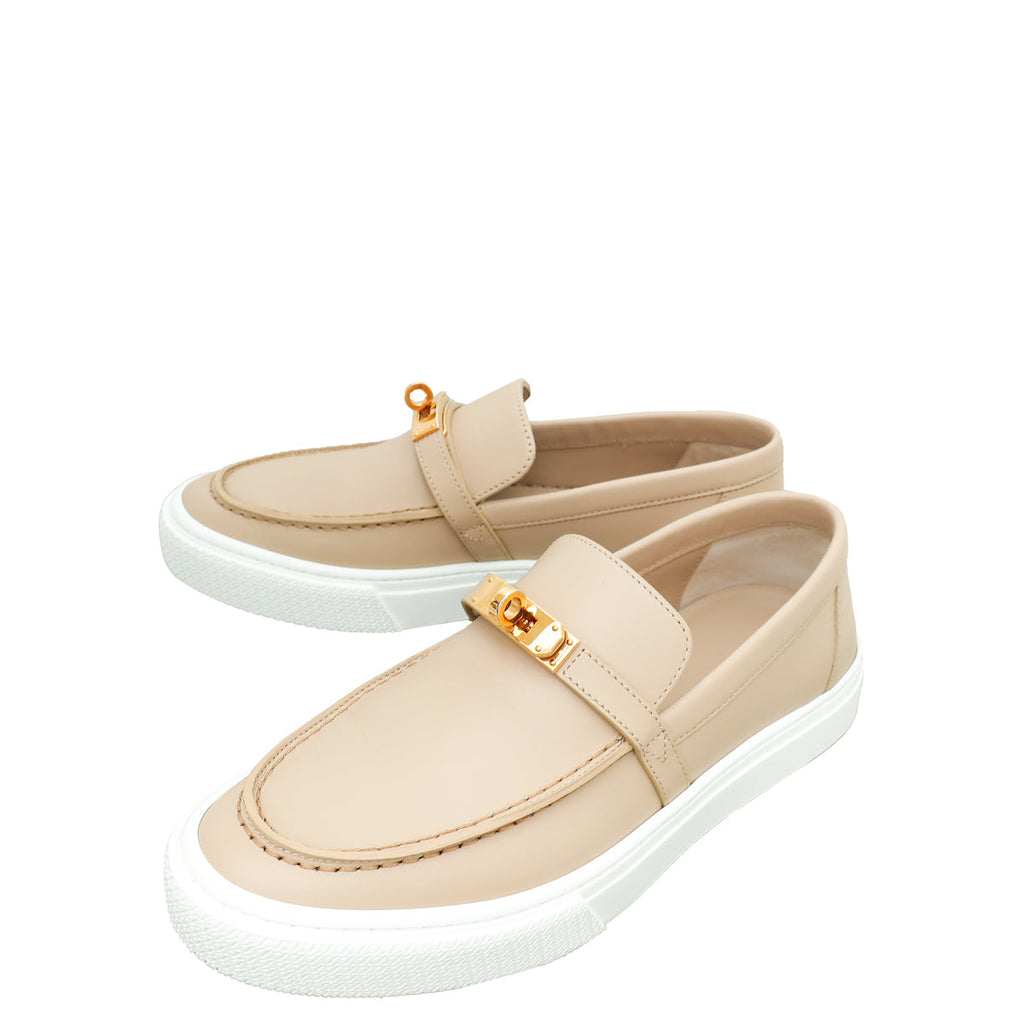 Hermes Beige Nude Game Slip On Sneaker 38.5
