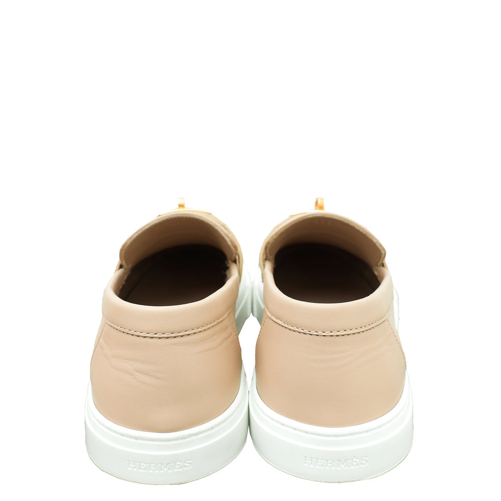 Hermes Beige Nude Game Slip On Sneaker 38.5