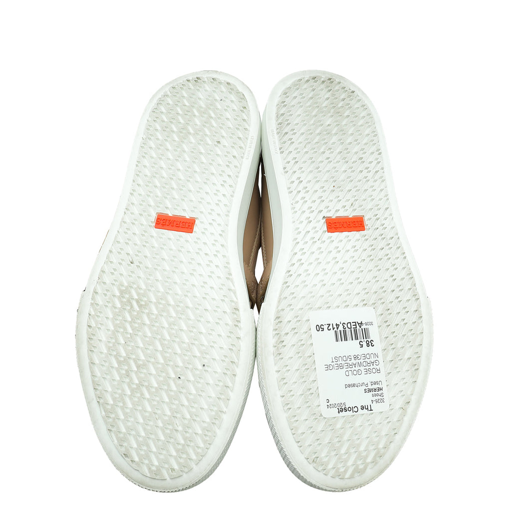 Hermes Beige Nude Game Slip On Sneaker 38.5