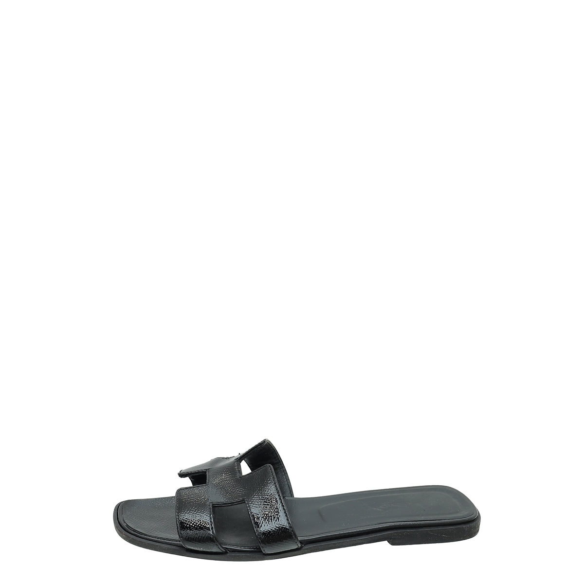 Hermes Noir Oran Vernis Sandal 38.5