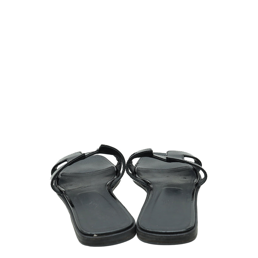 Hermes Noir Oran Vernis Sandal 38.5