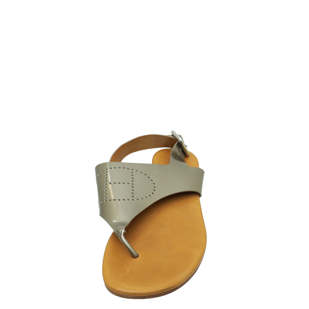Hermes Bronze Kola Thong Slingback Flat Sandal 38
