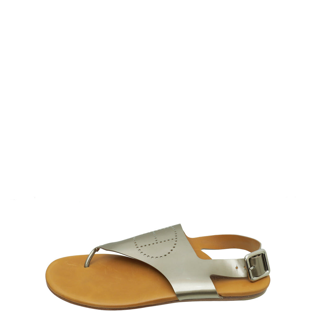 Hermes Bronze Kola Thong Slingback Flat Sandal 38