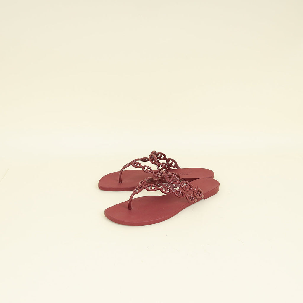 Hermes Rouge H Island Sandal 38