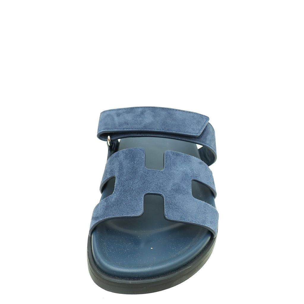 Hermes Bleu Céleste Suede Goatskin Chypre Sandal 38