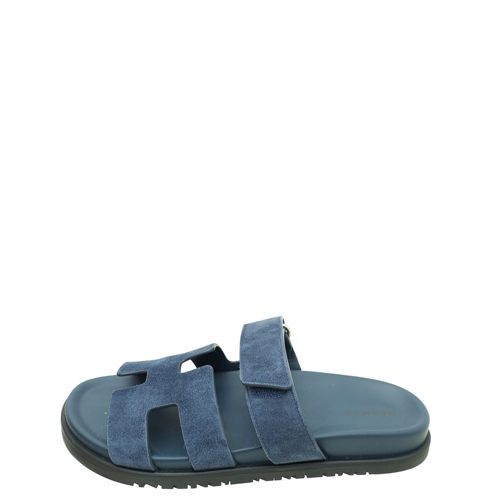 Hermes Bleu Céleste Suede Goatskin Chypre Sandal 38
