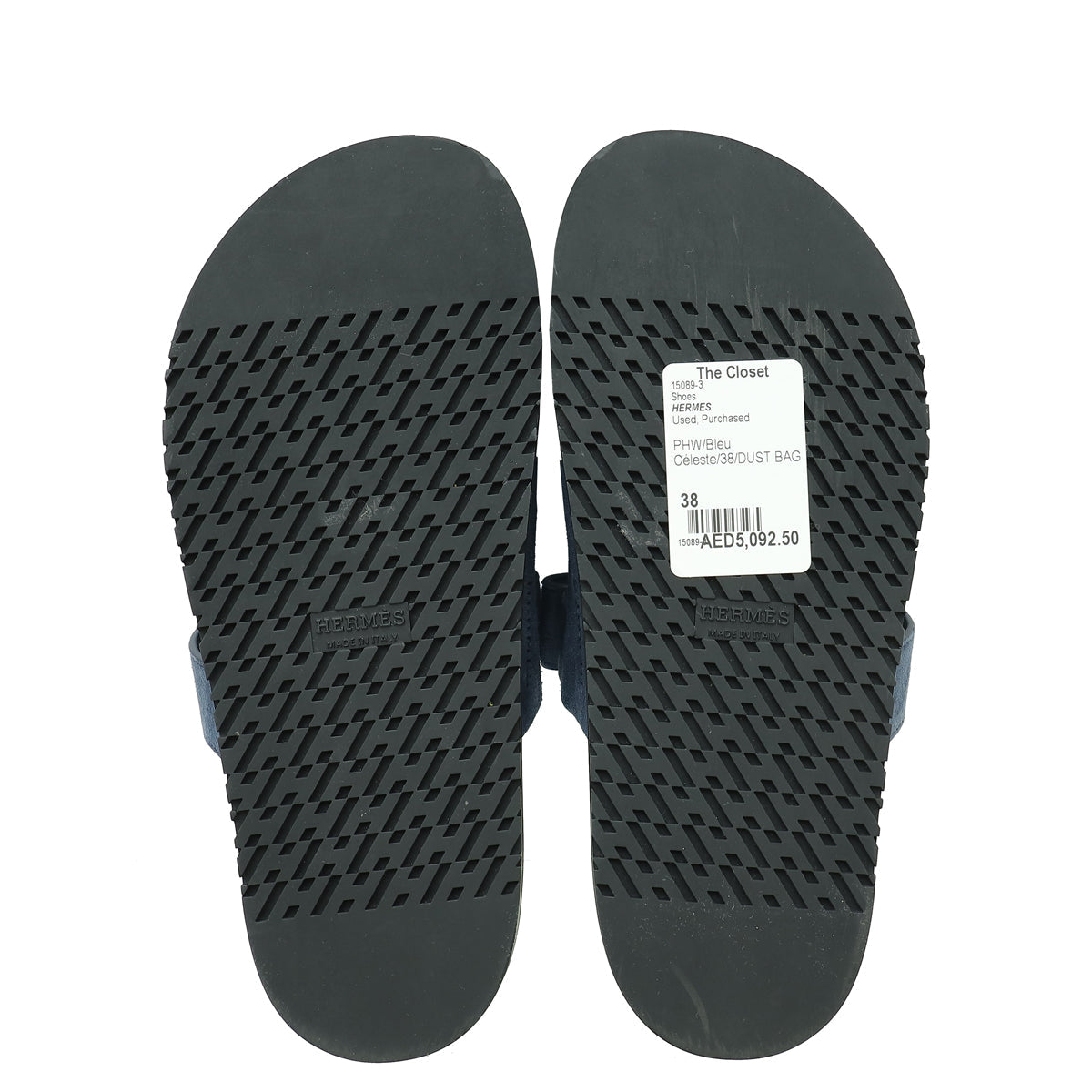 Hermes Bleu Céleste Suede Goatskin Chypre Sandal 38