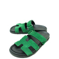 Hermes Vert Green Suede Goatskin Chypre Sandal 38