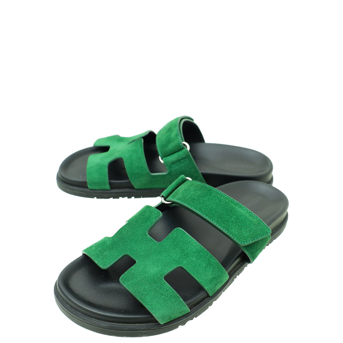Hermes Vert Green Suede Goatskin Chypre Sandal 38