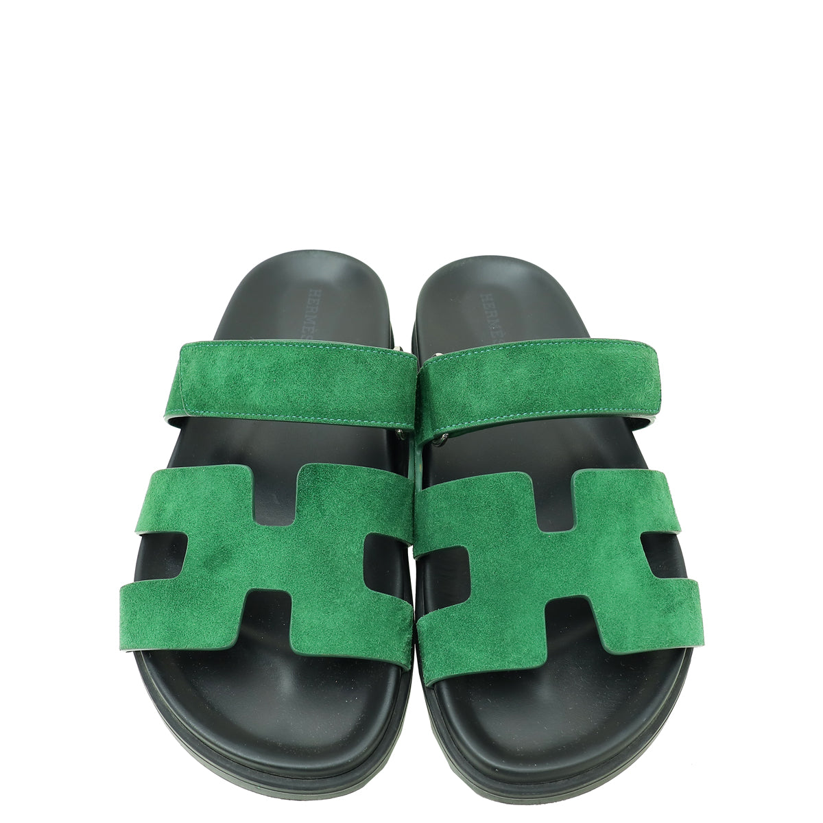 Hermes Vert Green Suede Goatskin Chypre Sandal 38