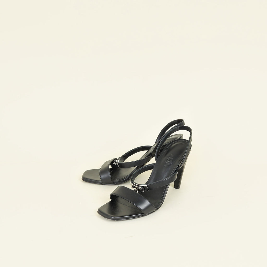 Hermes Black Glamour 95 Sandal 38